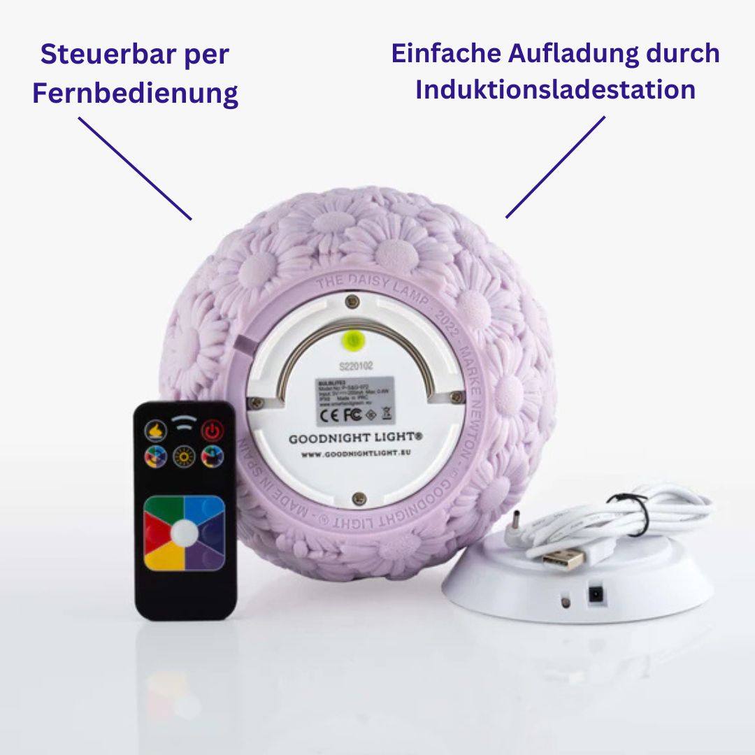 DAISY lamp- lila - kabellose, bruchfeste Tischleuchte von Goodnight light