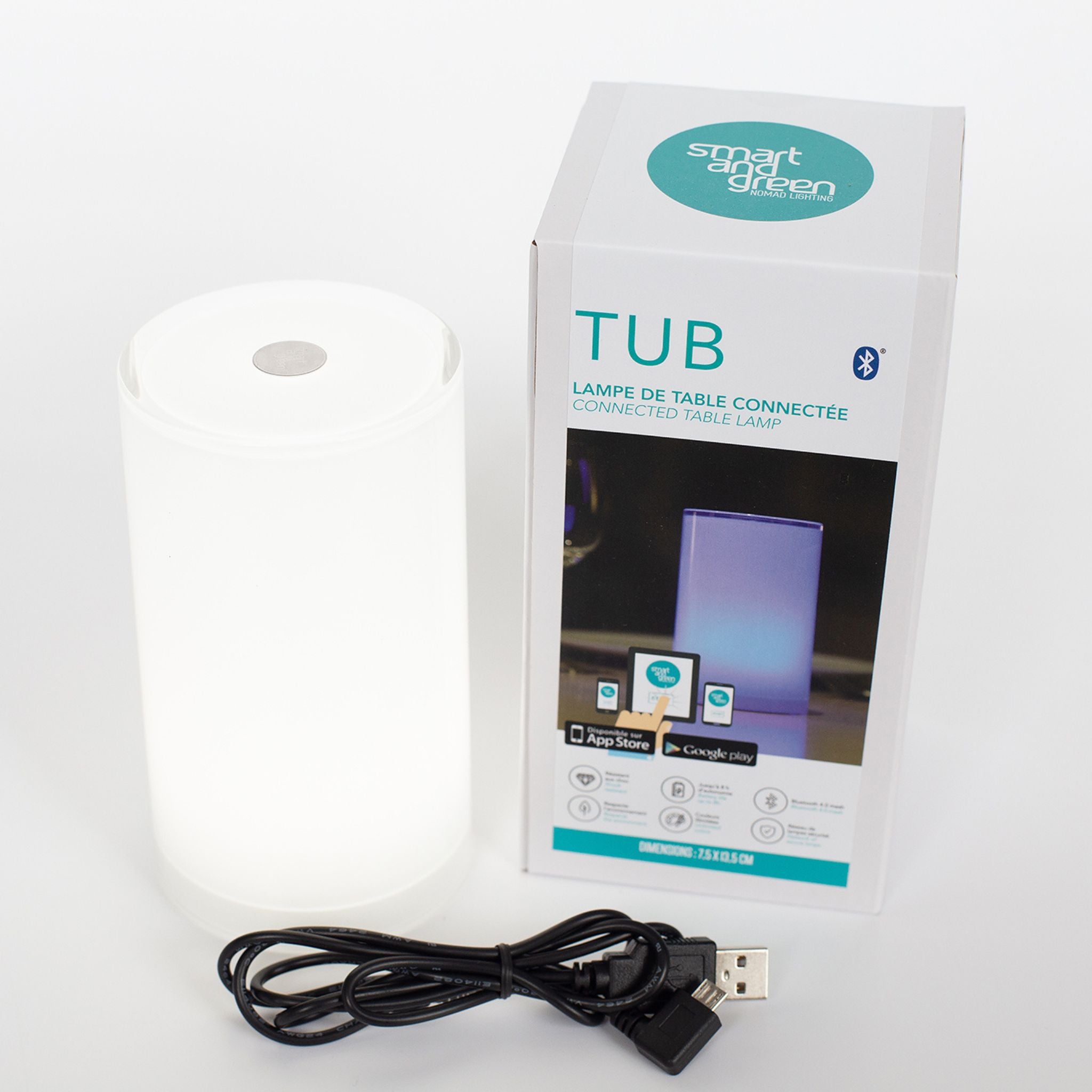 TUB, elegante, kabellose Tischleuchte mit Farbwechsel von Smart and Green