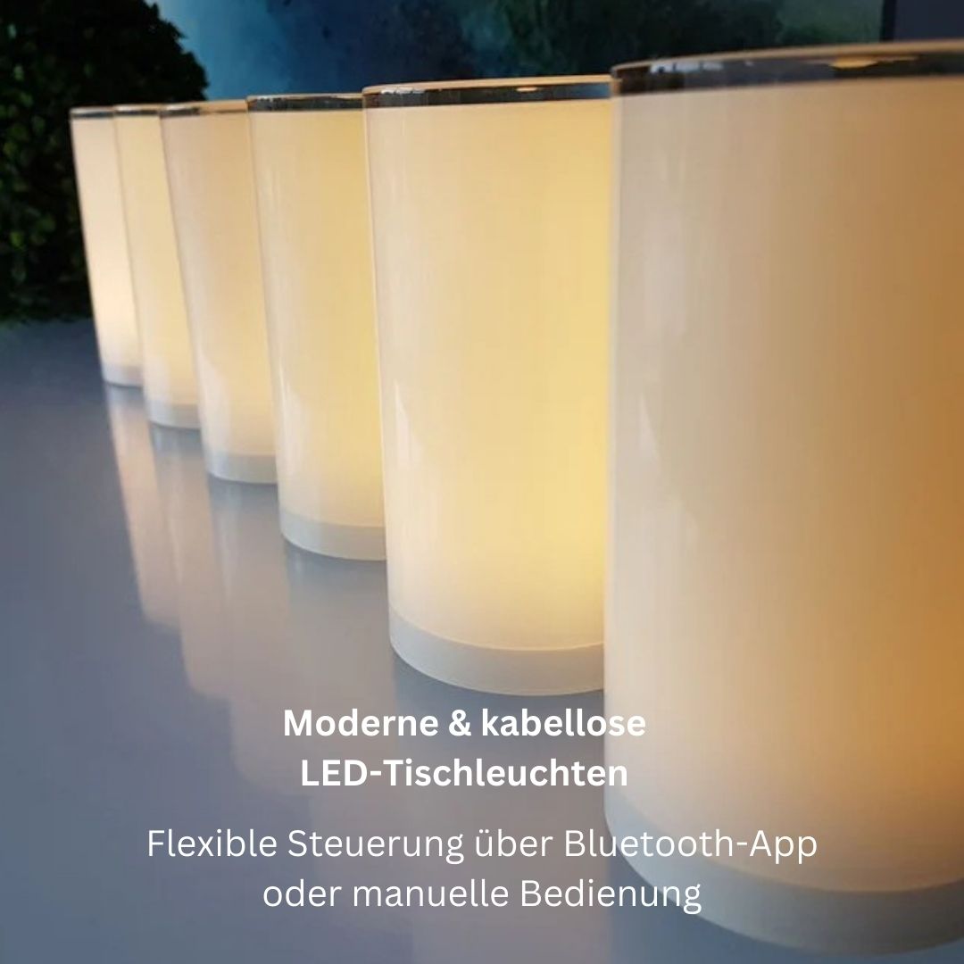 TUB 6er Set, kabellose, elegante Tischleuchten, Farbwechsel von Smart and Green