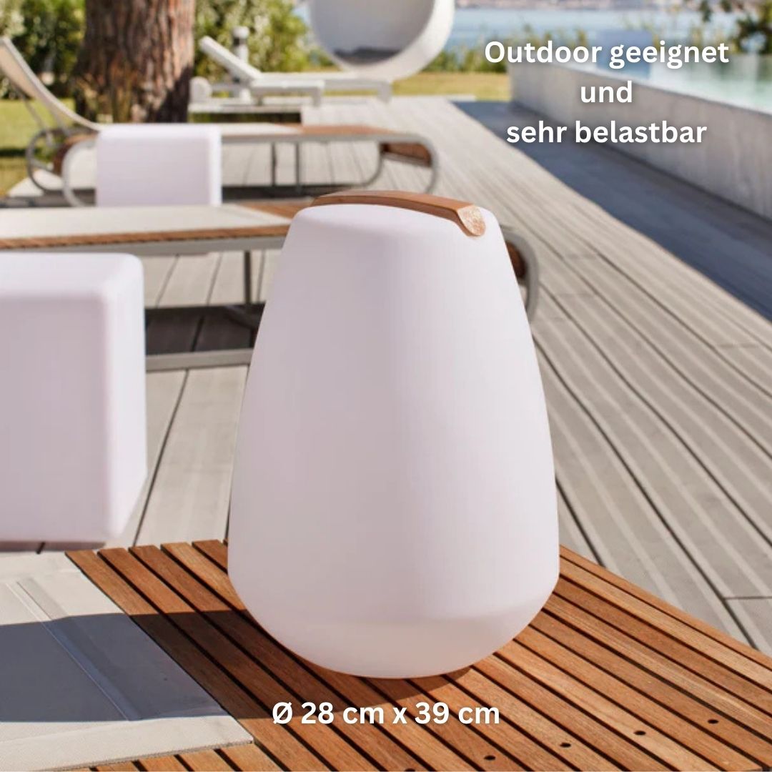 VESSEL1 kabellose LED Designleuchte mit Holzgriff von Smart and Green