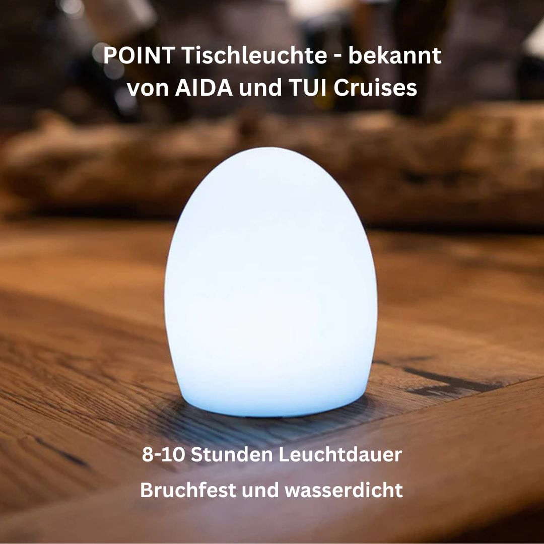 POINT kabellose, bruchfeste Tischleuchte - bekannt von AIDA und TUI Cruises